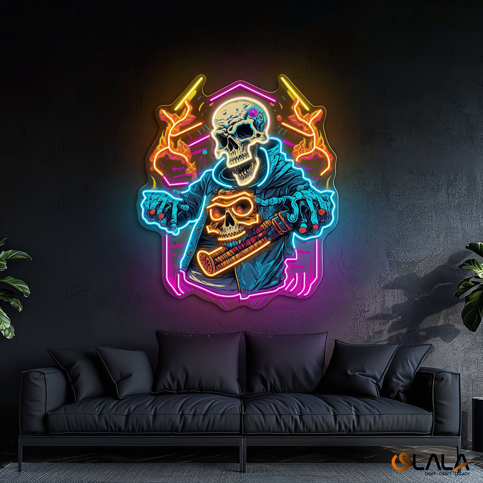 Skull Beats Neon Vibes from the Grave Neon Light Artwork