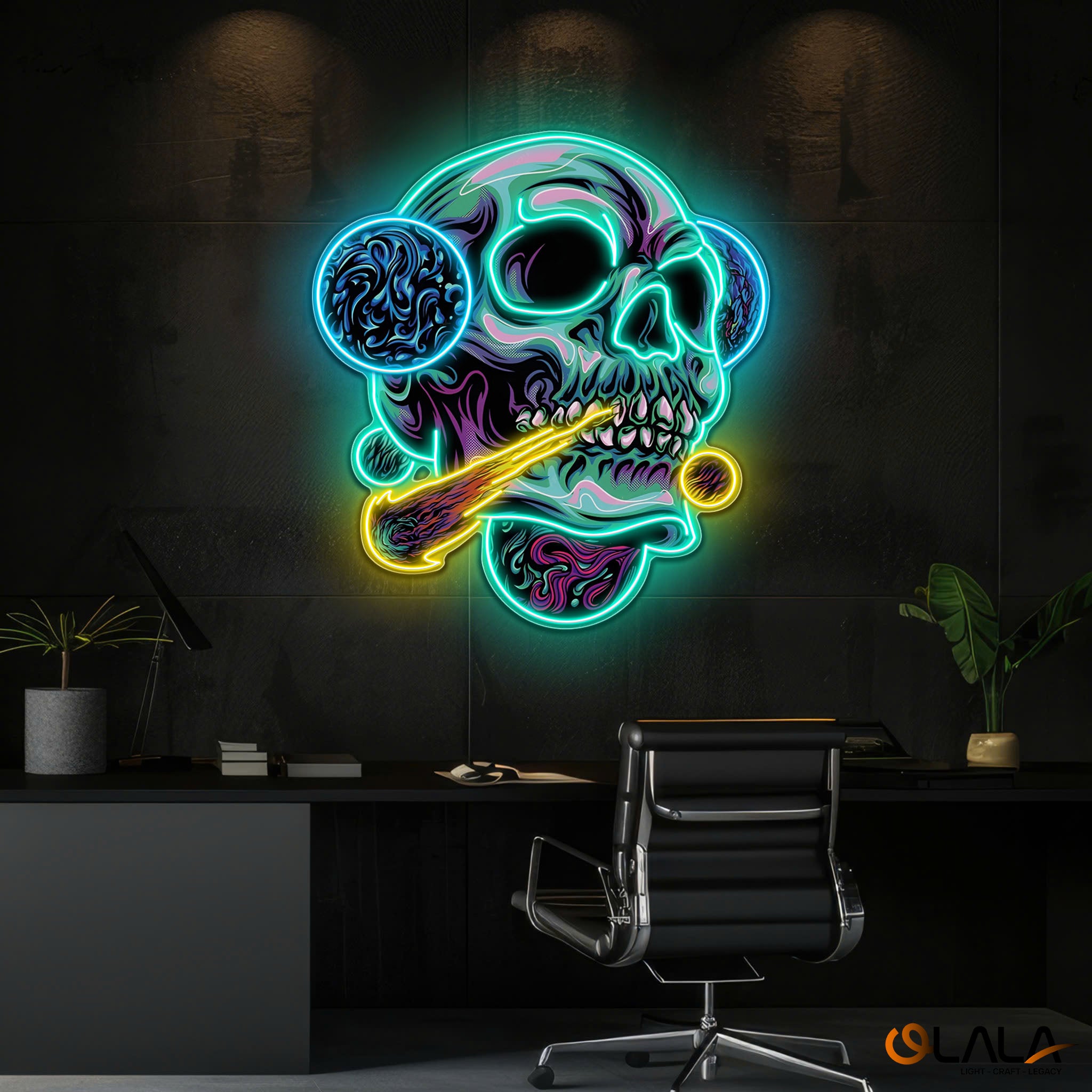Galactic Skull Neon light Artwork