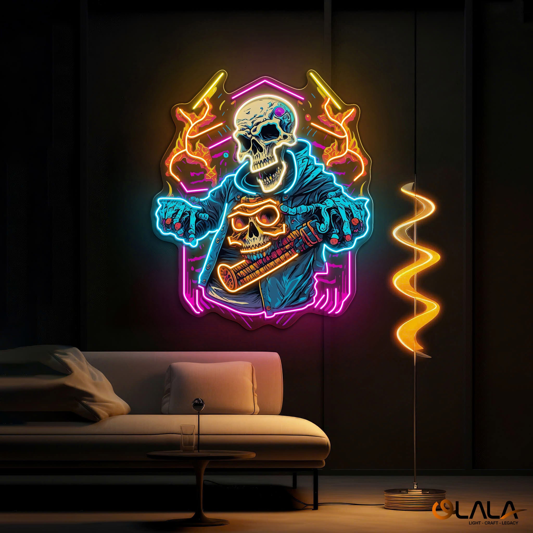 Skull Beats Neon Vibes from the Grave Neon Light Artwork