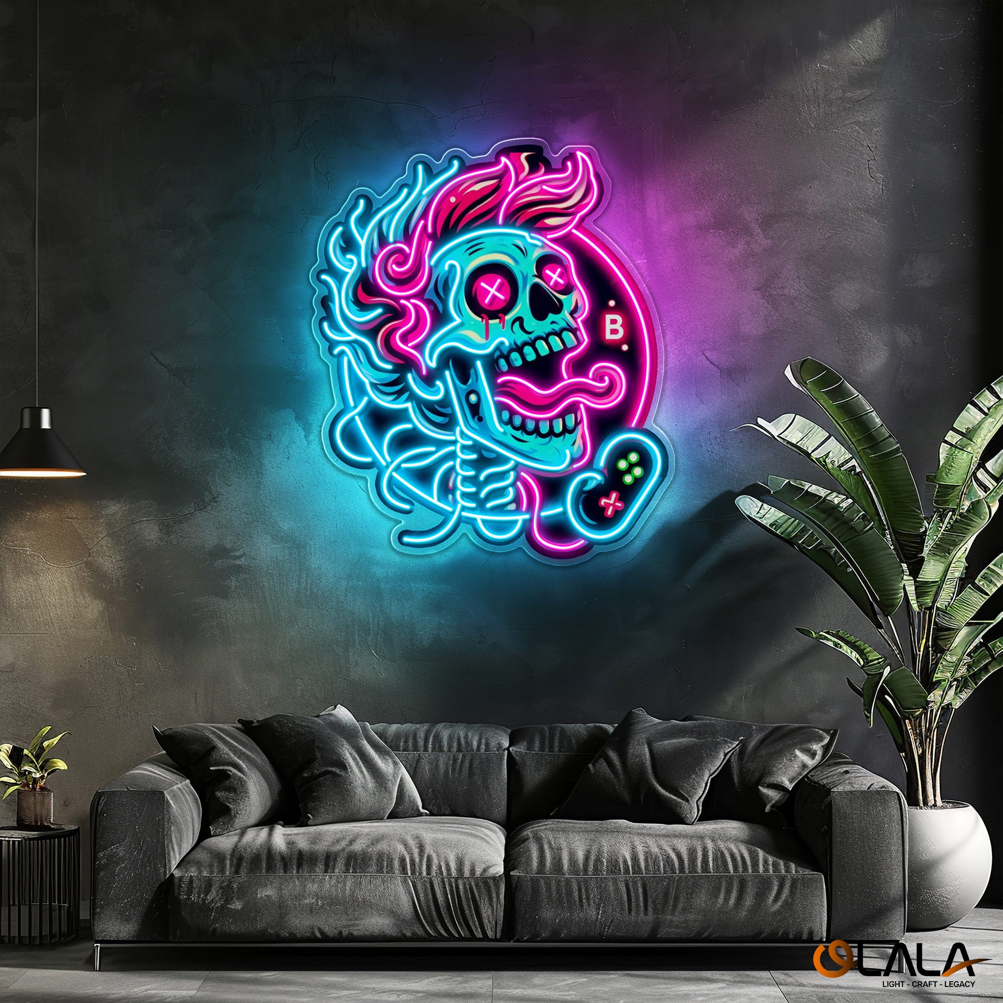 No Game No Light Crazy Skull Neon Light Artwork