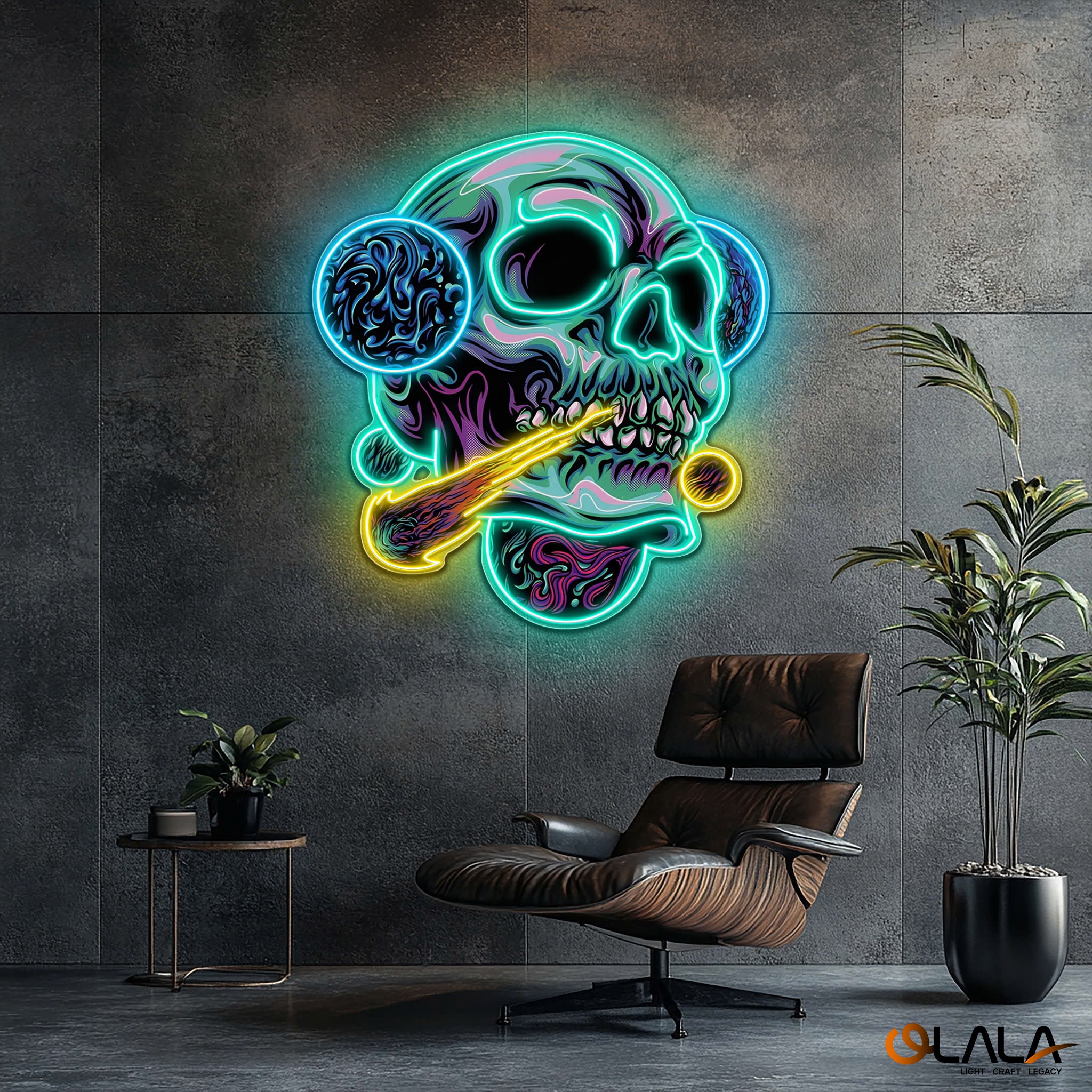 Galactic Skull Neon light Artwork