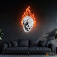 Load image into Gallery viewer, Infernal Glow Skull & Fire Neon Light Artwork
