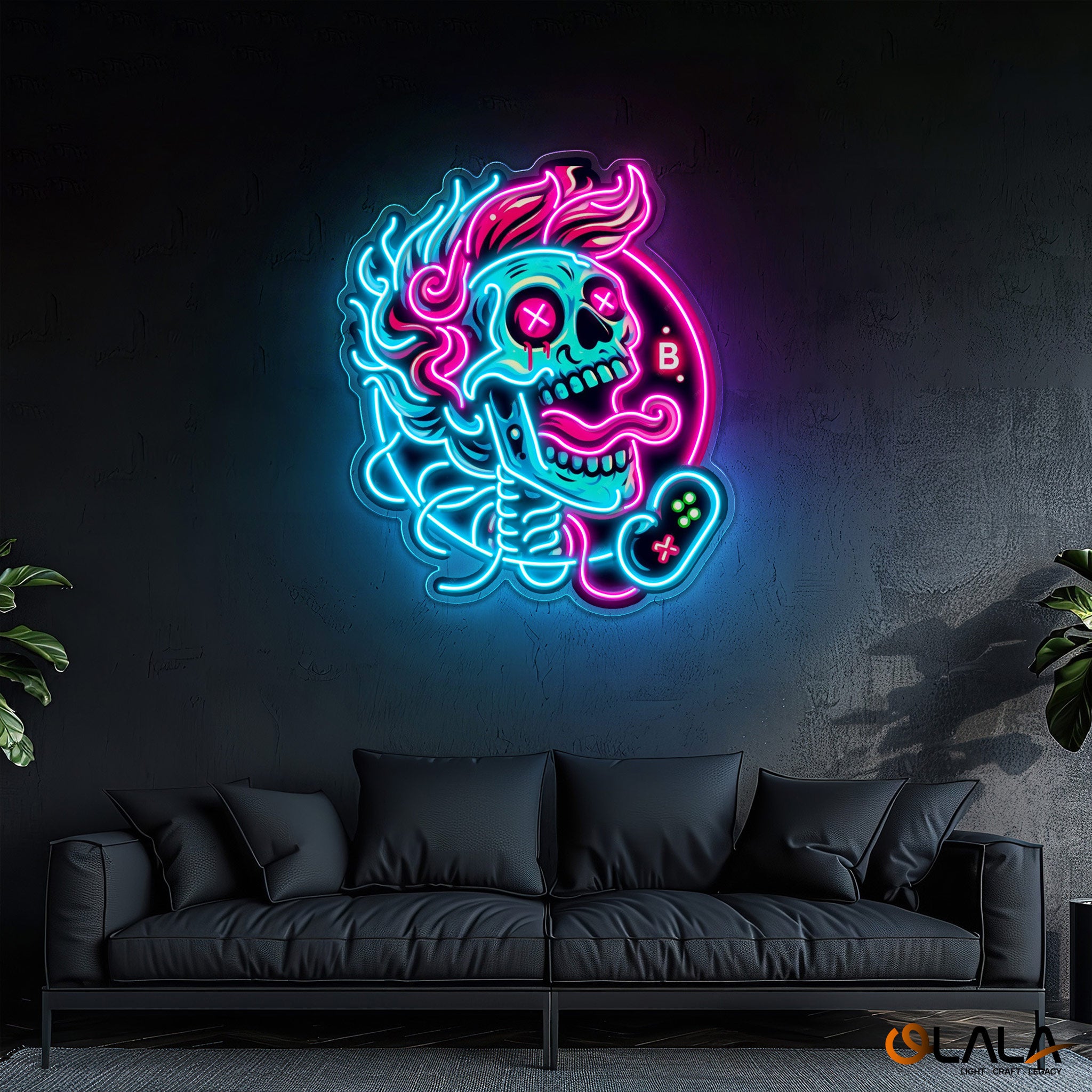 No Game No Light Crazy Skull Neon Light Artwork