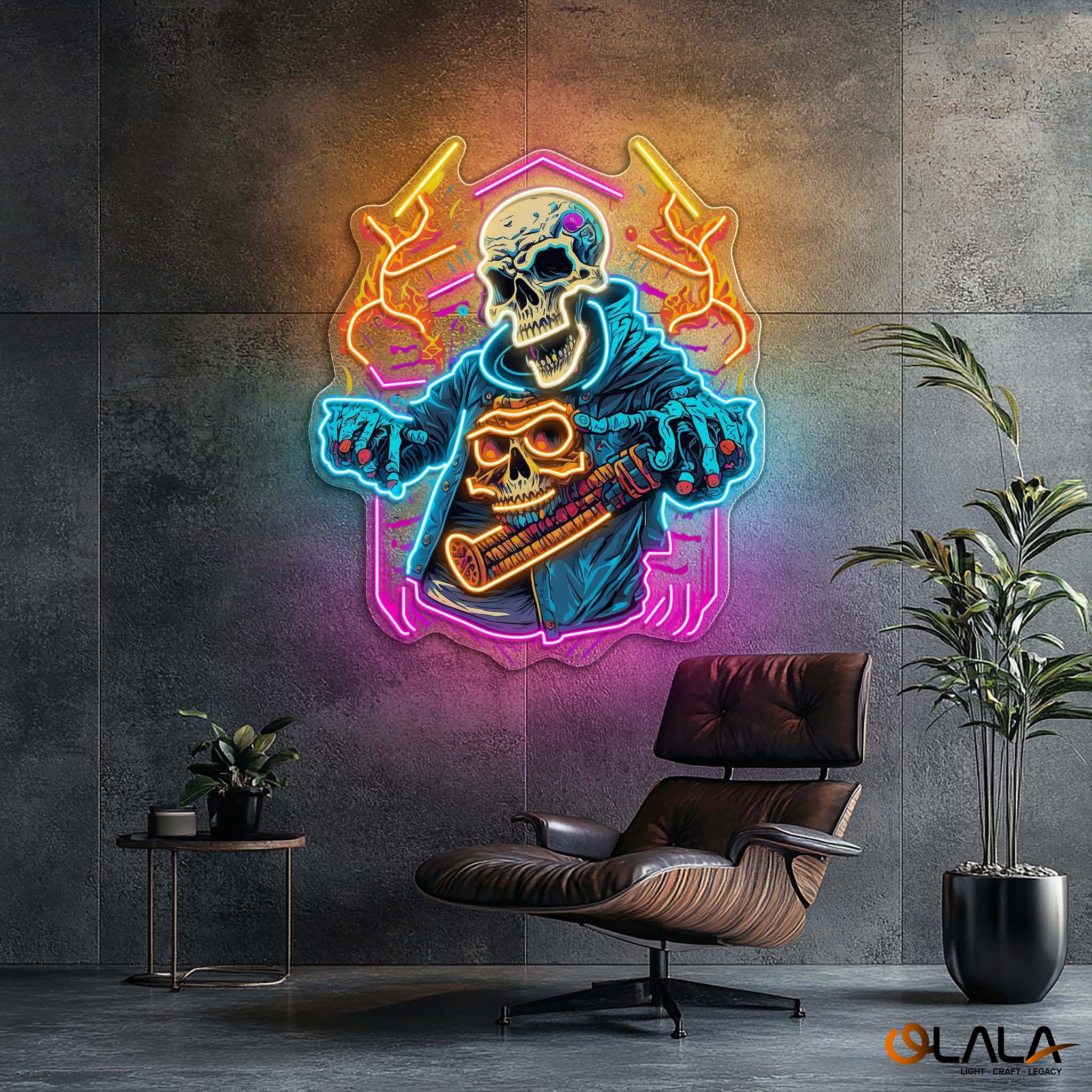 Skull Beats Neon Vibes from the Grave Neon Light Artwork