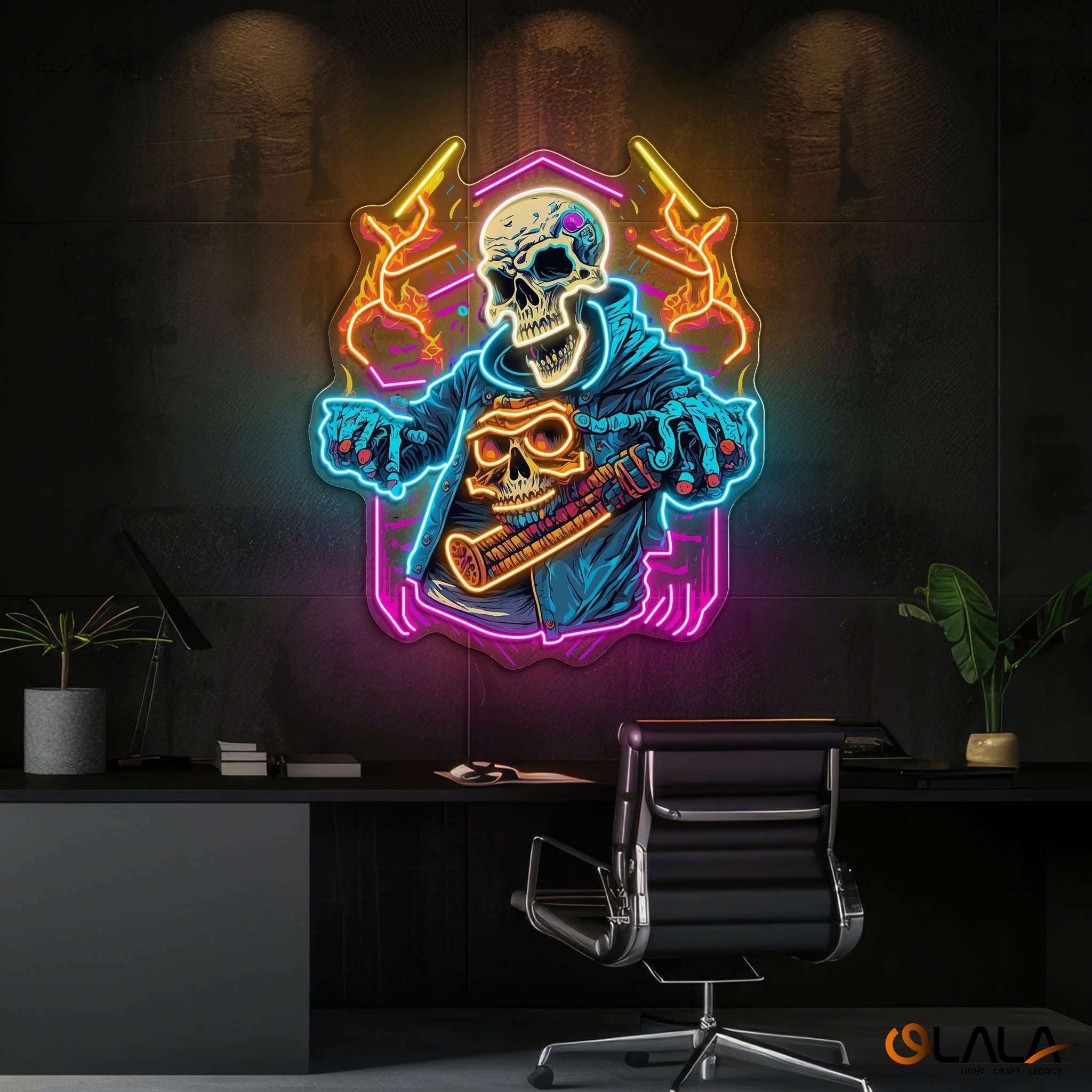 Skull Beats Neon Vibes from the Grave Neon Light Artwork