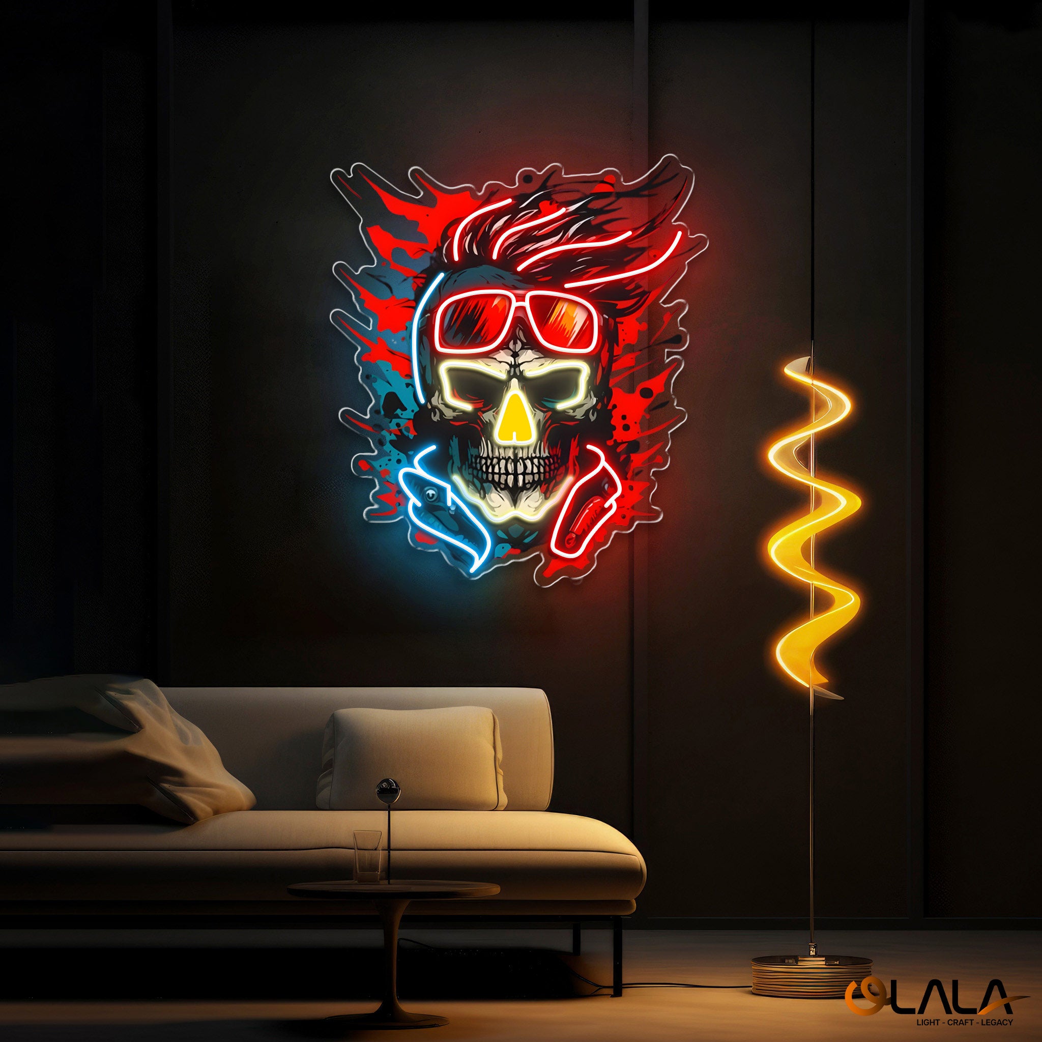 Vision of the Undead Neon Skull & Glasses Neon Light Artwork