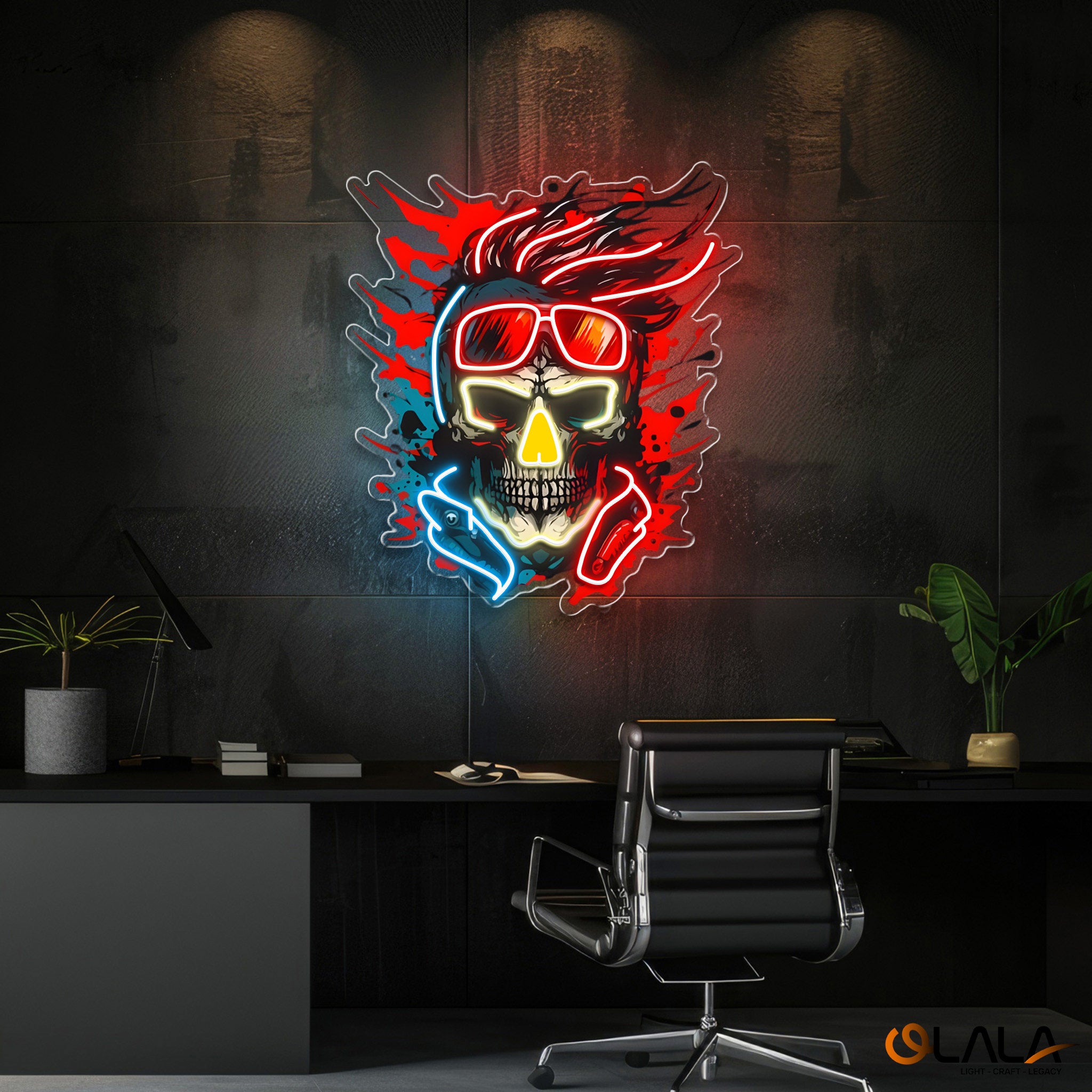 Vision of the Undead Neon Skull & Glasses Neon Light Artwork