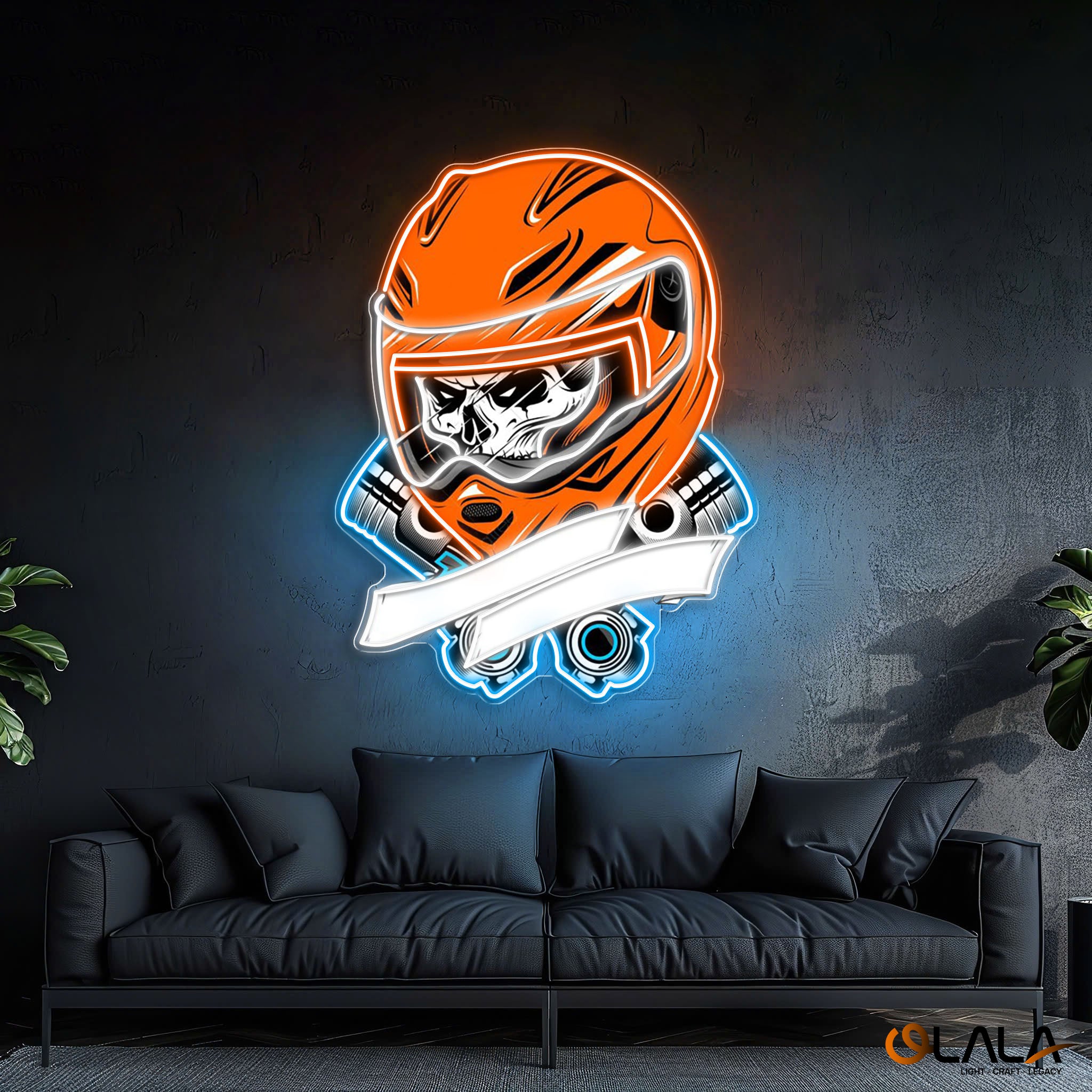 Gearhead’s Graveyard Skull & Repair Neon Light Artwork