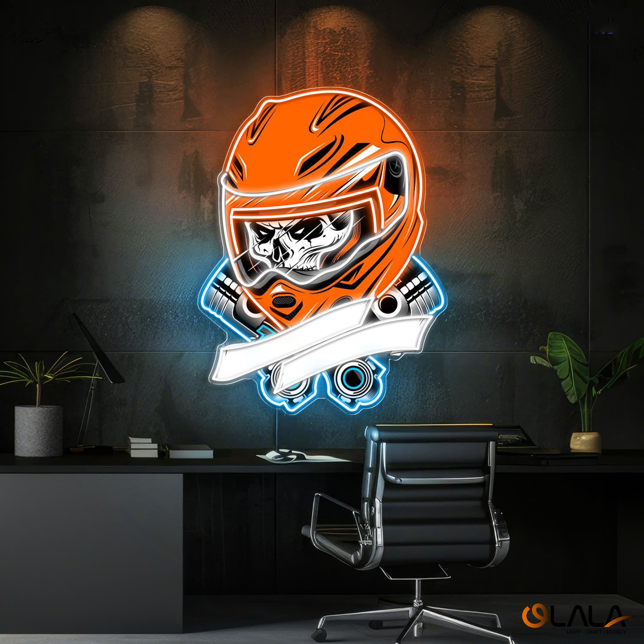 Gearhead’s Graveyard Skull & Repair Neon Light Artwork