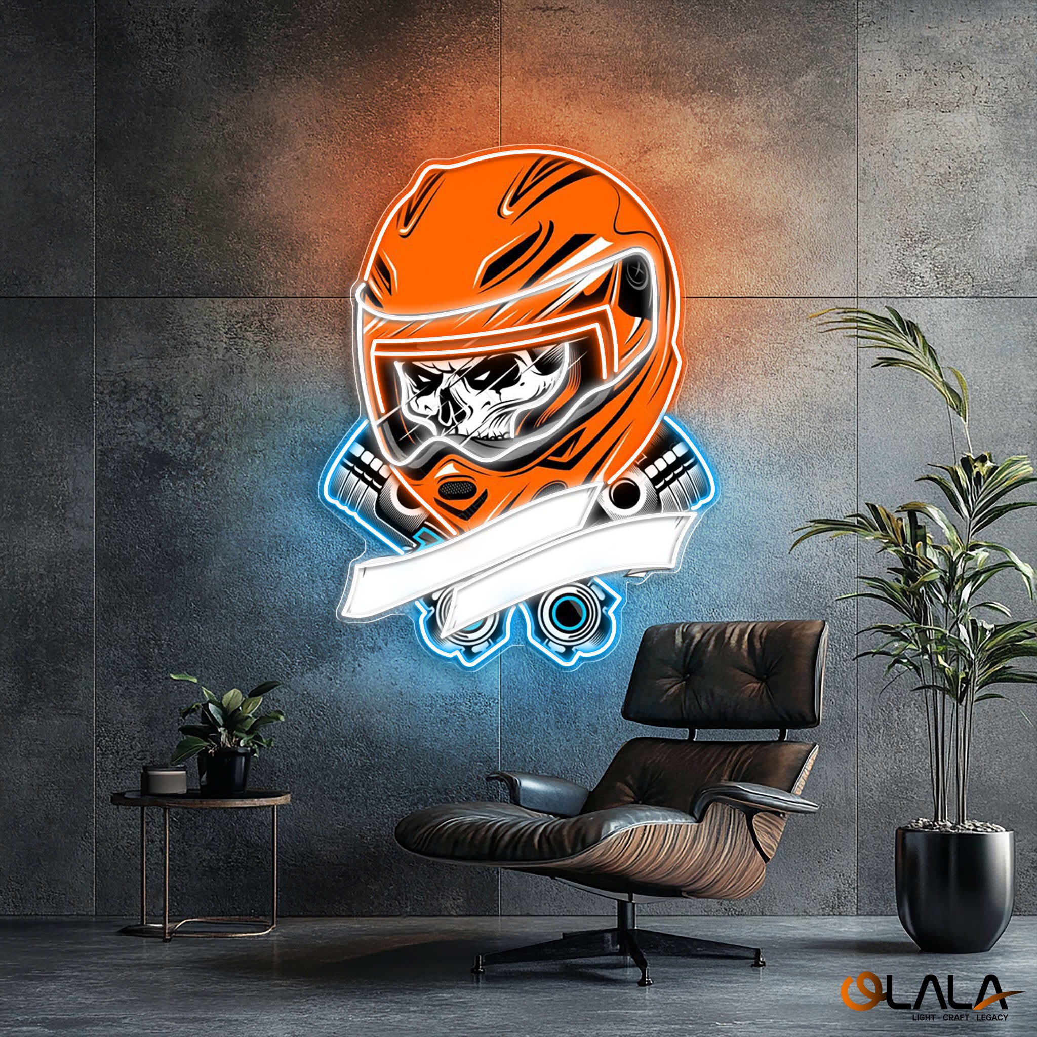 Gearhead’s Graveyard Skull & Repair Neon Light Artwork